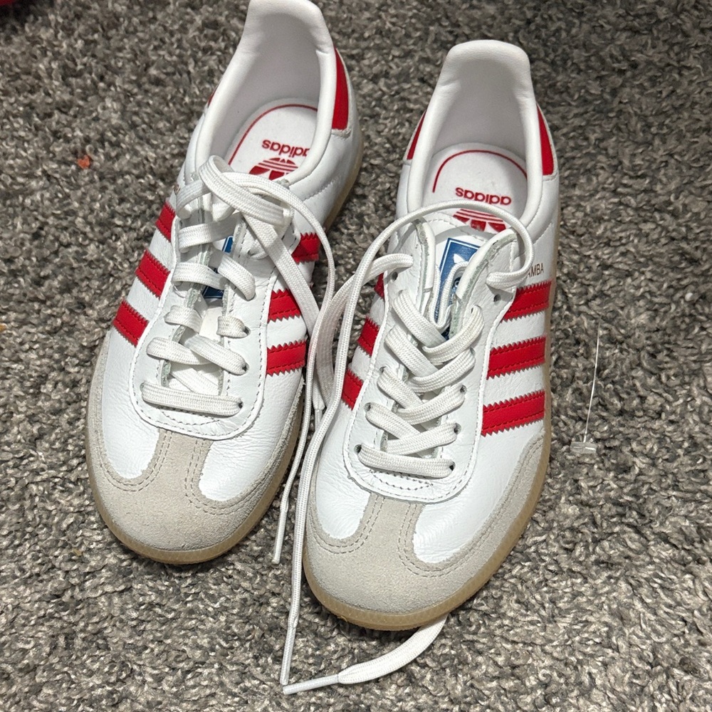 Adidas Samba White and Red Sneakers
